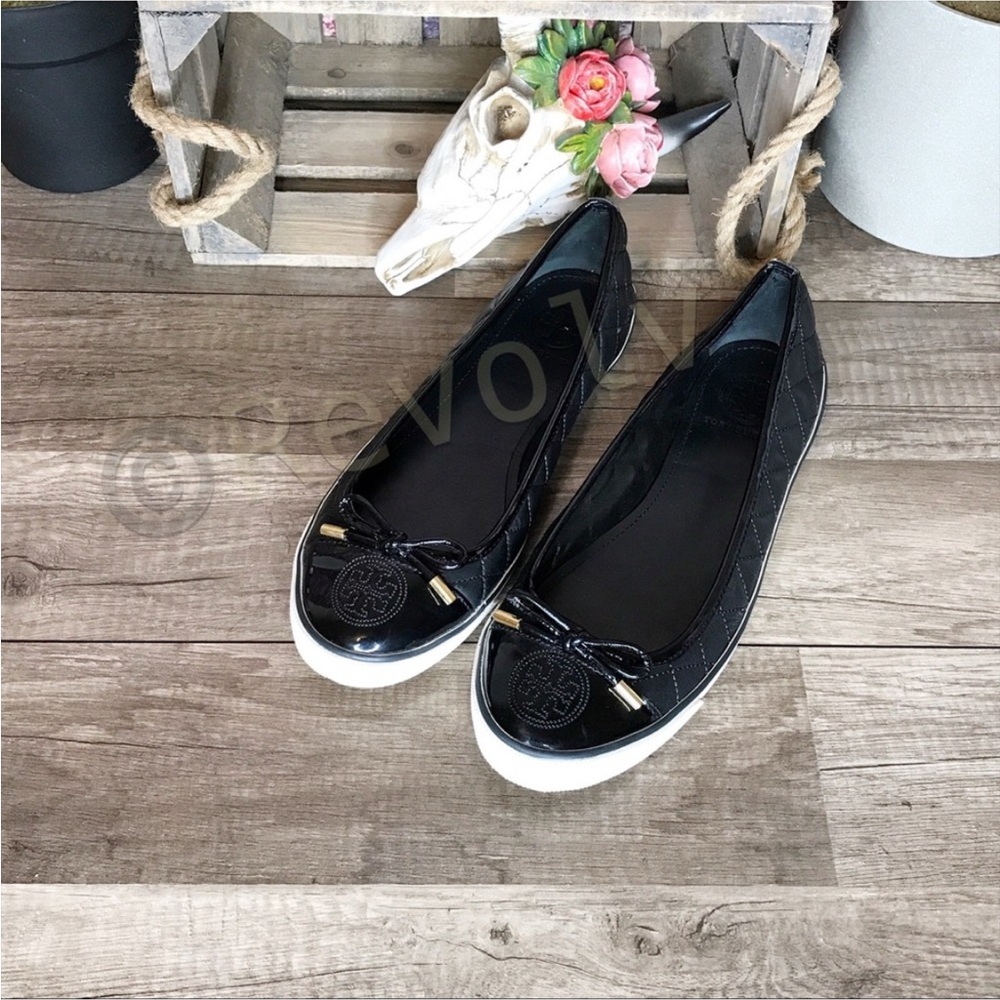Tory Burch Ballerina Sneaker Quilted Black Leather
